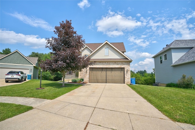838 Star Dr, Davison, MI 48423 - view of front of property with a front lawn, brick siding, and driveway