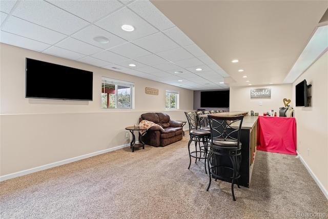 838 Star Dr, Davison, MI 48423 - living area featuring carpet floors, recessed lighting, and a paneled ceiling