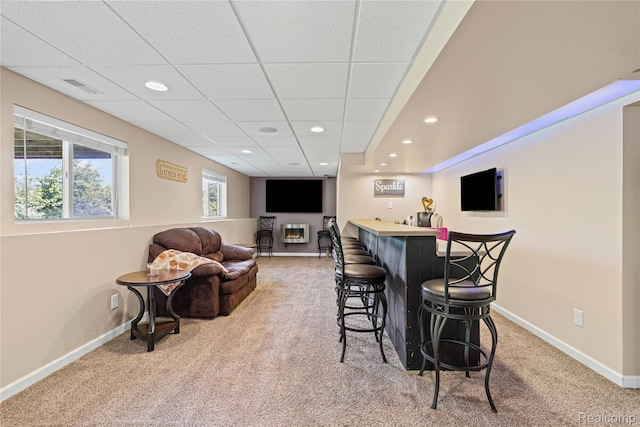 838 Star Dr, Davison, MI 48423 - indoor bar featuring light colored carpet, recessed lighting, and a paneled ceiling