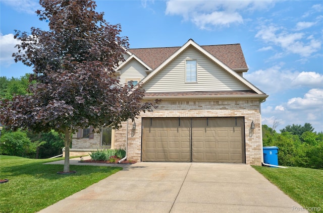 838 Star Dr, Davison, MI 48423 - traditional-style house featuring brick siding, driveway, a front lawn, and a shingled roof