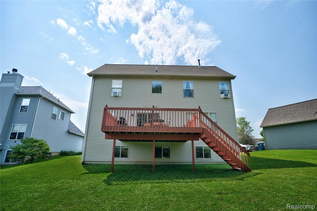 838 Star Dr, Davison, MI 48423 - back of house with a deck, a lawn, and stairs