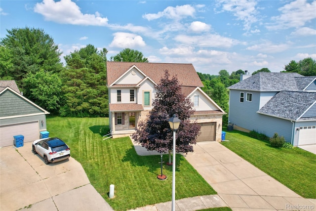 838 Star Dr, Davison, MI 48423 - traditional-style home featuring concrete driveway, a front yard, and a garage