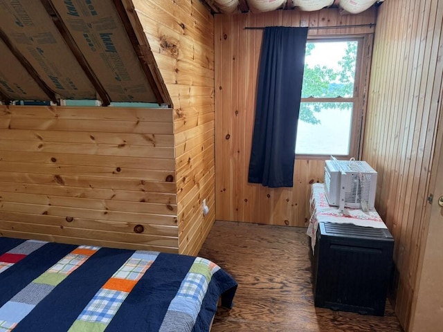 14450 Park Dr, Mecosta, MI 49332 - bedroom featuring wood walls and wood finished floors