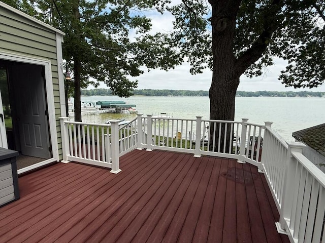 14450 Park Dr, Mecosta, MI 49332 - wooden terrace featuring a water view