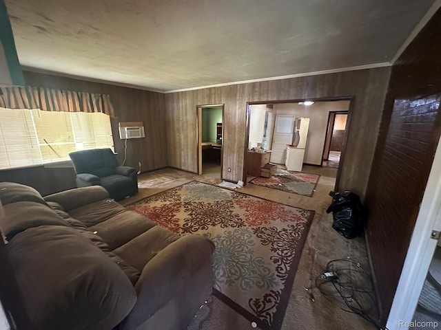 3363 Parkwood Ave, Monroe, MI 48162 - living area with ornamental molding and a wall mounted air conditioner