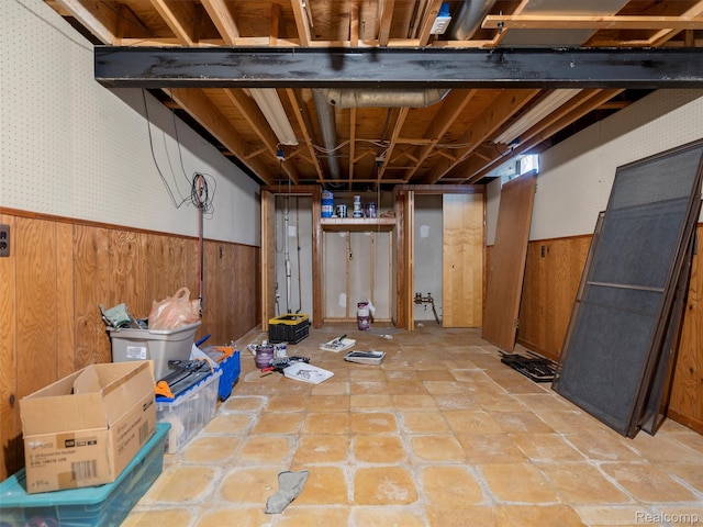 32721 Stoneybrook Ln, Macomb, MI 48026 - unfinished below grade area with a wainscoted wall and wooden walls