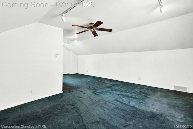 816 E 3rd St, Royal Oak, MI 48067 - bonus room with vaulted ceiling, carpet floors, and a ceiling fan