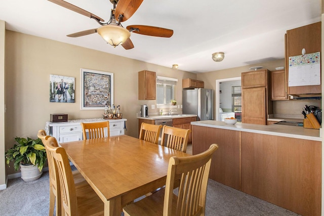 8767 Lilly Dr, Ypsilanti, MI 48197 - dining area featuring ceiling fan and carpet