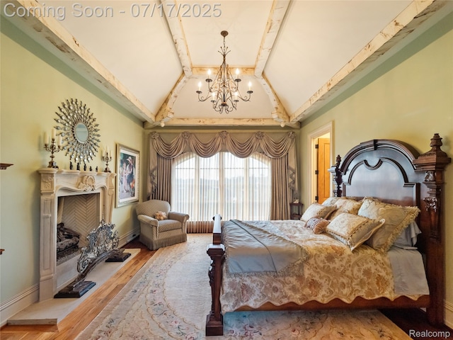 2756 Turtle Bluff Dr, Bloomfield Hills, MI 48302 - bedroom with a chandelier, wood finished floors, and access to exterior