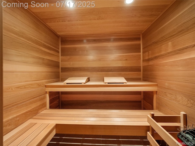 2756 Turtle Bluff Dr, Bloomfield Hills, MI 48302 - sauna featuring wood ceiling and wooden walls