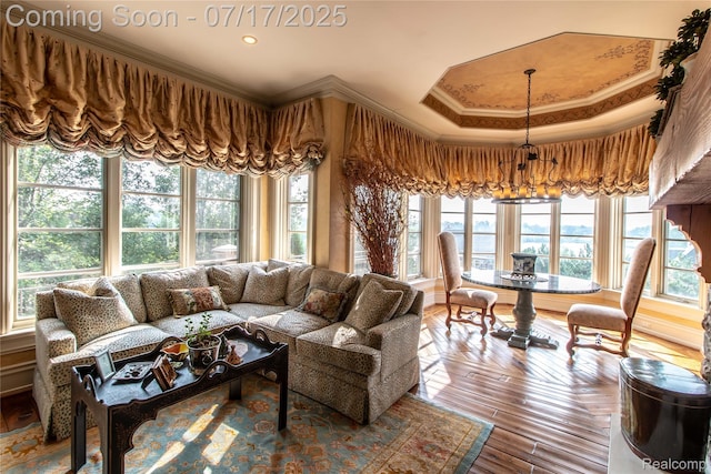 2756 Turtle Bluff Dr, Bloomfield Hills, MI 48302 - living area featuring crown molding, parquet floors, and recessed lighting