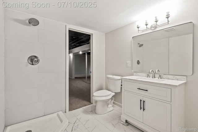3764 Tyler Ave, Royal Oak, MI 48072 - full bath with a tile shower, marble finish floors, and vanity