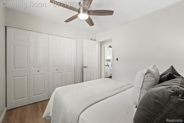 3764 Tyler Ave, Royal Oak, MI 48072 - bedroom featuring wood finished floors, a closet, and ceiling fan