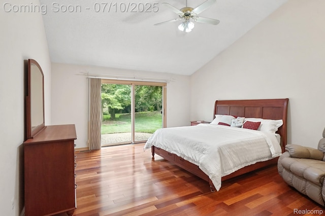 4253 Drexel Dr, Troy, MI 48098 - bedroom featuring lofted ceiling, access to outside, light wood finished floors, and ceiling fan