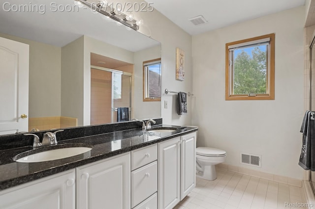 4253 Drexel Dr, Troy, MI 48098 - full bathroom with a stall shower, double vanity, and tile patterned floors