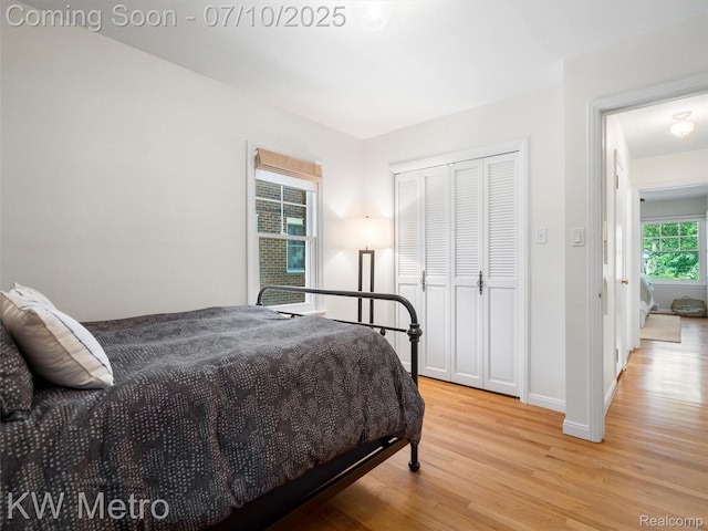 1877 Wiltshire Rd, Berkley, MI 48072 - bedroom with light wood-type flooring and a closet