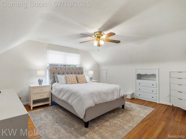 1877 Wiltshire Rd, Berkley, MI 48072 - bedroom with lofted ceiling, wood finished floors, and ceiling fan