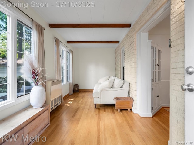 1877 Wiltshire Rd, Berkley, MI 48072 - sitting room featuring light wood finished floors and beam ceiling