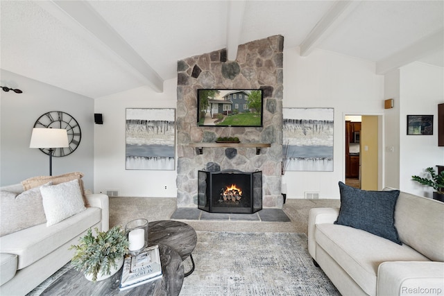 2009 Ridge Rd, White Lake, MI 48383 - carpeted living room with a fireplace