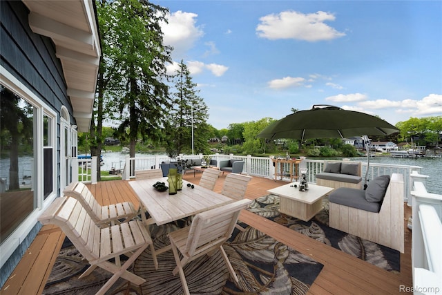 2009 Ridge Rd, White Lake, MI 48383 - deck with a water view and outdoor dining area