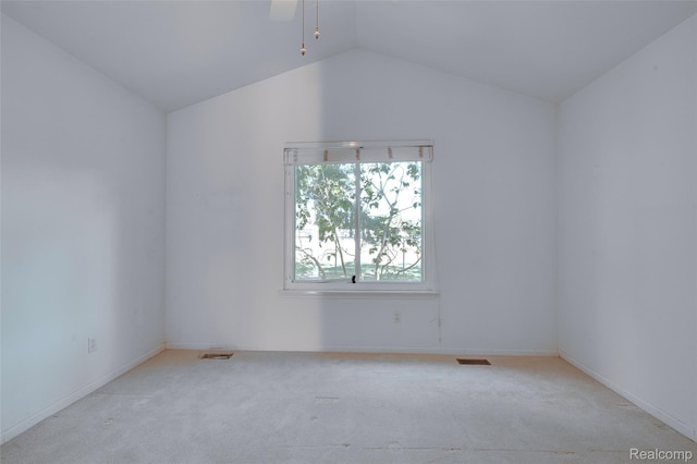 37306 Amhurst Dr, Westland, MI 48185 - spare room with carpet, vaulted ceiling, and ceiling fan