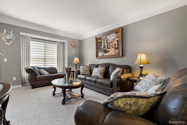 8507 Newbury Ct N, Canton, MI 48187 - carpeted living room featuring ornamental molding and baseboards