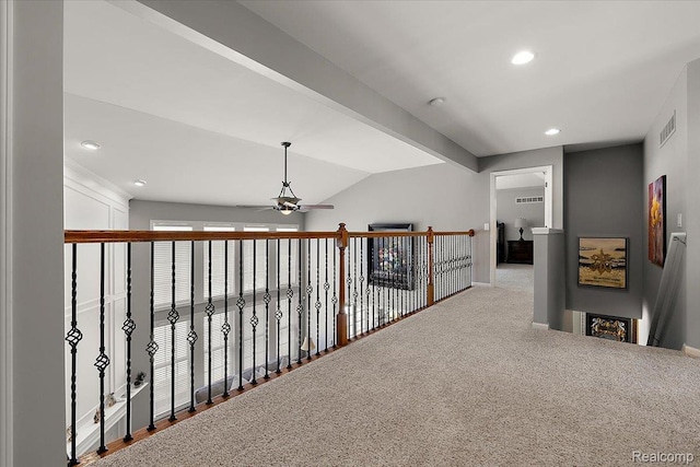 8507 Newbury Ct N, Canton, MI 48187 - hall with recessed lighting, carpet flooring, and vaulted ceiling