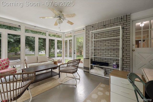 32010 Inglewood St, Franklin, MI 48025 - sunroom featuring ceiling fan, french doors, and an outdoor hangout area