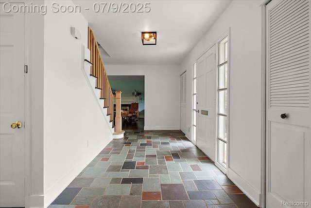 32010 Inglewood St, Franklin, MI 48025 - entrance foyer with stone tile floors and stairway