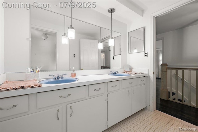 32010 Inglewood St, Franklin, MI 48025 - bathroom with double vanity and tile patterned flooring