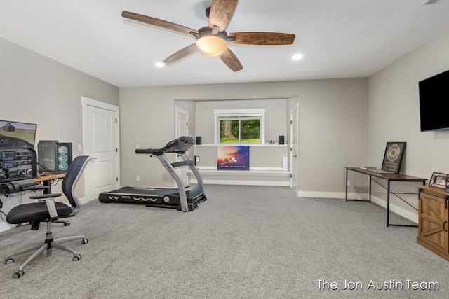 7979 Ella Terrace Dr, Rockford, MI 49341 - office with carpet flooring, a ceiling fan, and recessed lighting