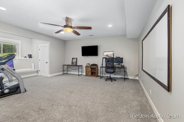 7979 Ella Terrace Dr, Rockford, MI 49341 - office space featuring recessed lighting, a ceiling fan, and carpet
