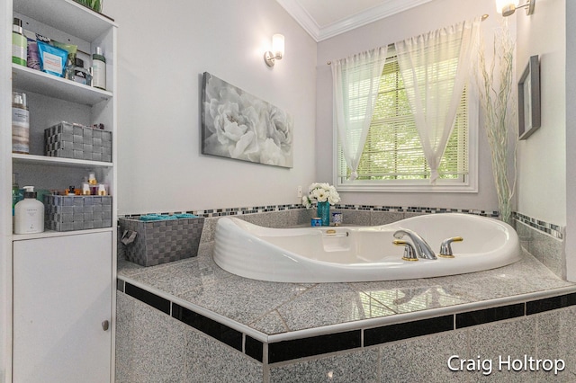 3566 Little Timber Ct SW, Grand Rapids, MI 49534 - bathroom featuring ornamental molding and a bath