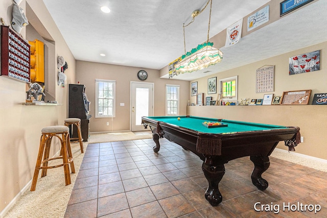 3566 Little Timber Ct SW, Grand Rapids, MI 49534 - game room with billiards table, recessed lighting, and a textured ceiling