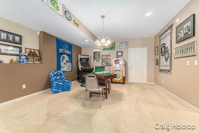 3566 Little Timber Ct SW, Grand Rapids, MI 49534 - game room with recessed lighting, a chandelier, and carpet floors