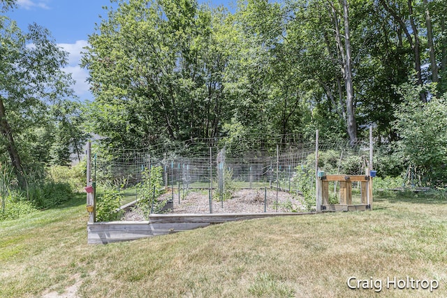 3566 Little Timber Ct SW, Grand Rapids, MI 49534 - view of green lawn featuring a vegetable garden