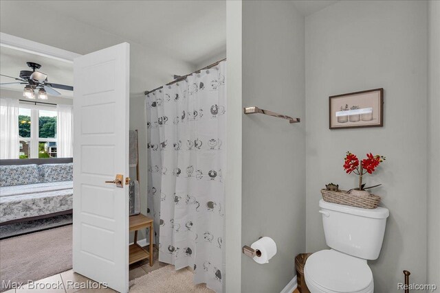 1043 Kendall Ct, Lake Orion, MI 48360 - full bath with ensuite bath, ceiling fan, tile patterned flooring, and curtained shower