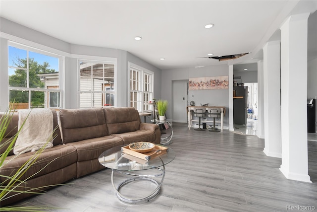 1725 Seyburn St, Detroit, MI 48214 - living area featuring wood finished floors and recessed lighting