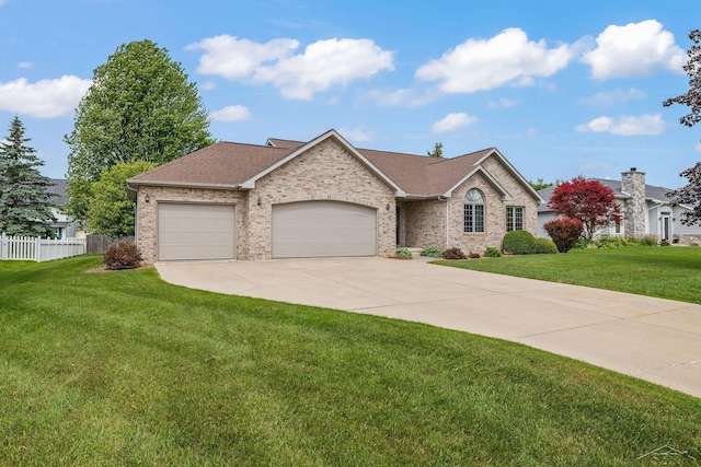 1381 Briarson Dr, Saginaw, MI 48638 - ranch-style home featuring a garage, driveway, brick siding, and a shingled roof
