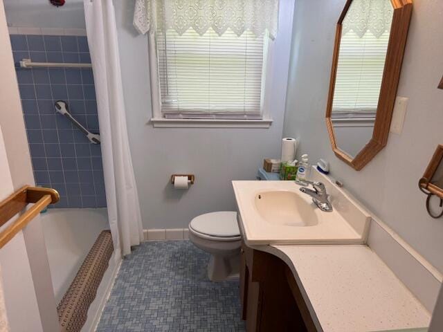 30721 Hathaway, Livonia, MI 48150 - bathroom with vanity, tile patterned floors, shower / tub combo, and healthy amount of natural light