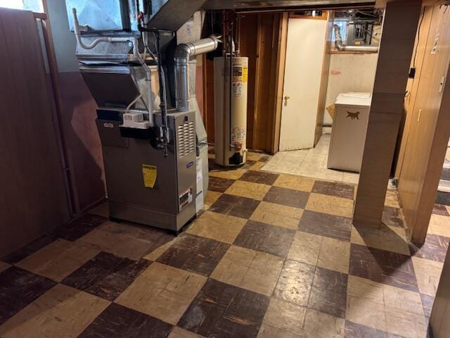 30721 Hathaway, Livonia, MI 48150 - unfinished below grade area with gas water heater, light floors, and heating unit