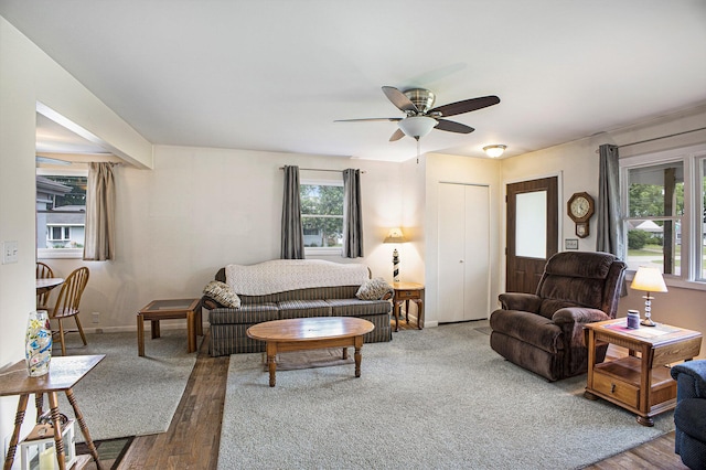 5468 Wellesley Dr, Jackson, MI 49201 - living area with a ceiling fan and wood finished floors