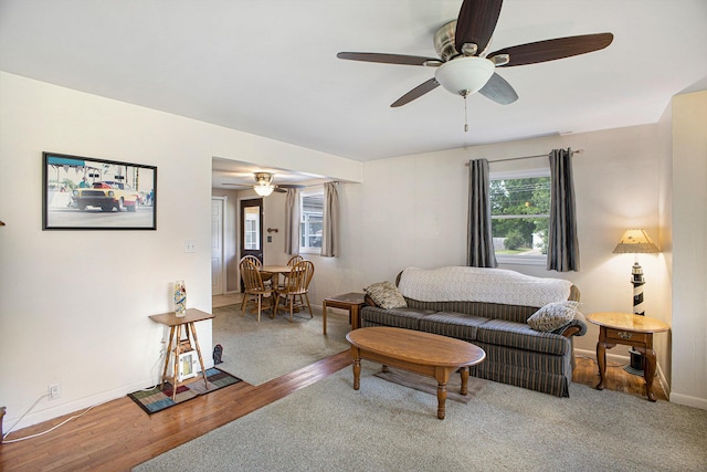 5468 Wellesley Dr, Jackson, MI 49201 - living area with a ceiling fan and wood finished floors