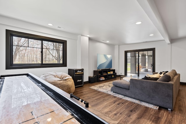 9442 Community Hall Rd, Union Pier, MI 49129 - living area featuring wood finished floors and recessed lighting