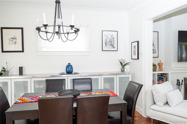 1036 Irving Ave, Royal Oak, MI 48067 - dining room with a chandelier, ornamental molding, and dark wood finished floors