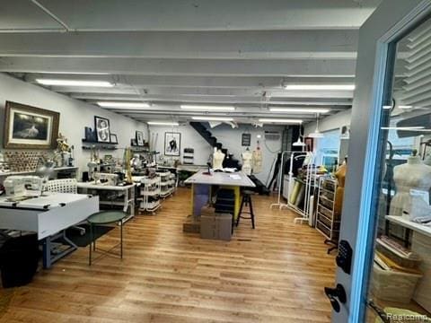 1036 Irving Ave, Royal Oak, MI 48067 - miscellaneous room featuring wood finished floors and a workshop area