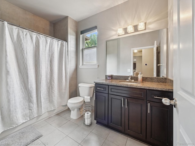 2655 Devondale Rd, Rochester Hills, MI 48309 - bathroom featuring tile patterned flooring, vanity, and shower / bathtub combination with curtain