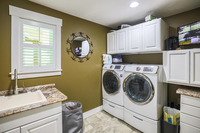 9434 84th St SE, Alto, MI 49302 - laundry room with cabinet space, washing machine and dryer, and recessed lighting