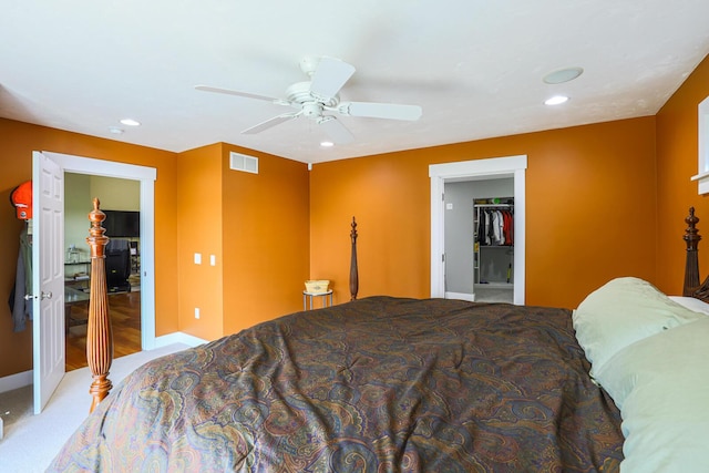 9434 84th St SE, Alto, MI 49302 - carpeted bedroom with recessed lighting, a ceiling fan, a closet, and a spacious closet