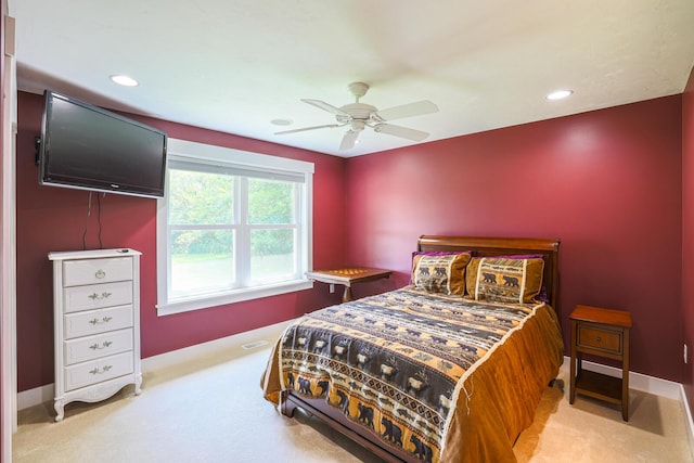 9434 84th St SE, Alto, MI 49302 - bedroom featuring carpet floors, recessed lighting, and a ceiling fan